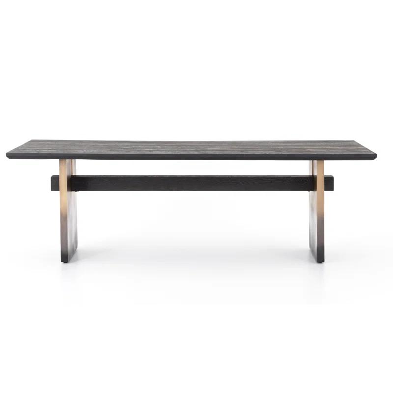 Brennan Rectangular Black Oak Dining Table with Ombre Brass Base