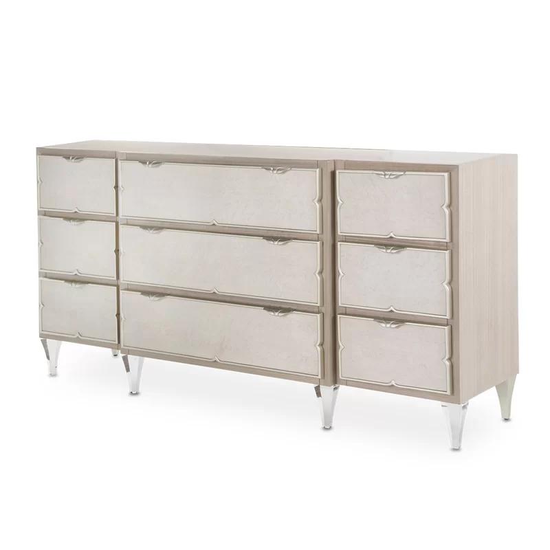 Camden Court Cream 9-Drawer Dresser with Cultured Marble Top