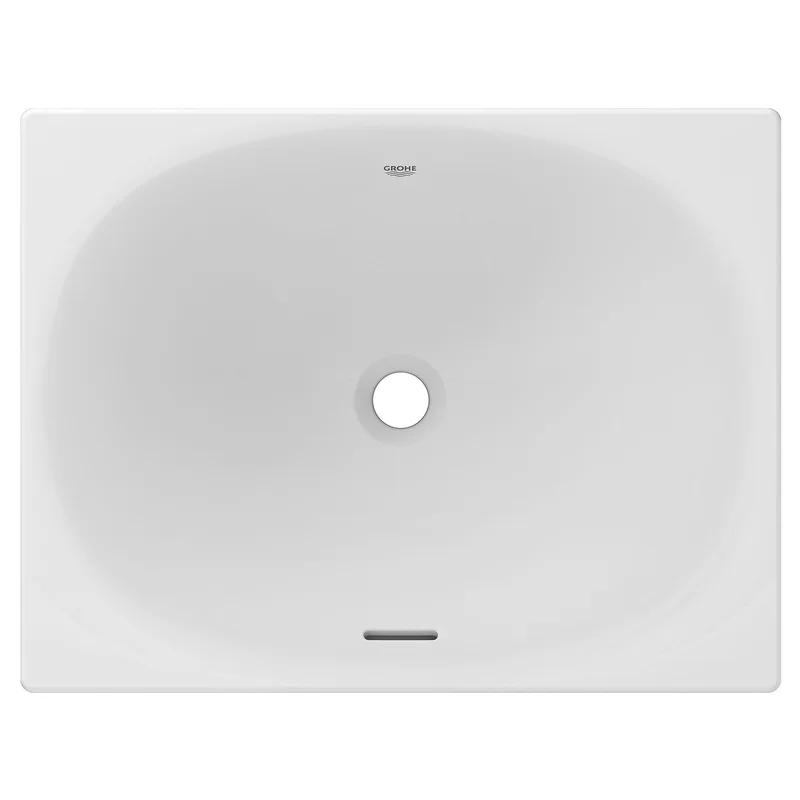 Alpine White Ceramic Rectangular Undermount Bathroom Sink