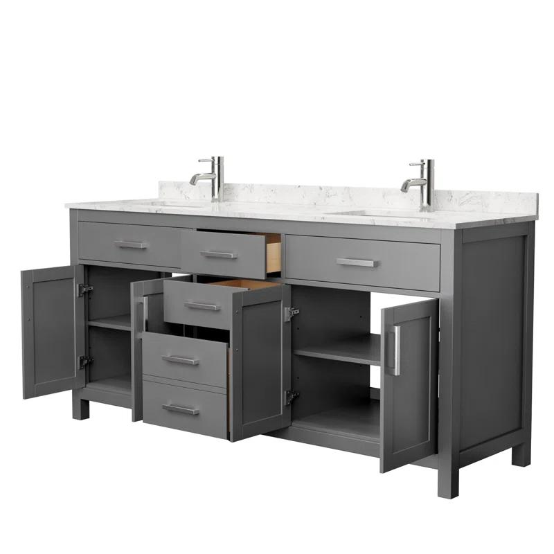 Beckett 72" Freestanding Double Bathroom Vanity with Cultured Marble Top