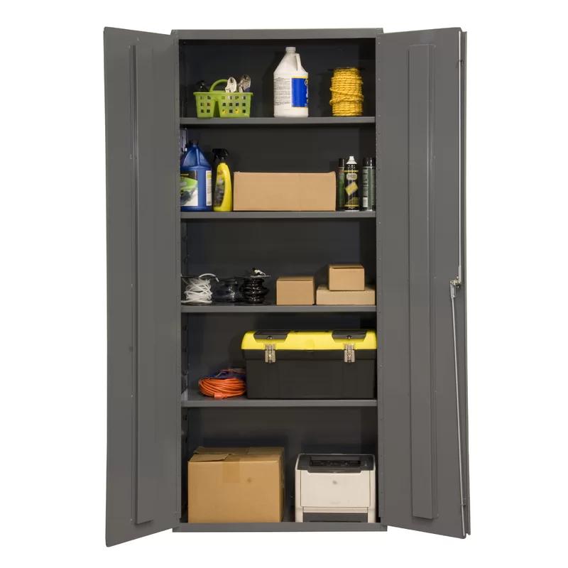 Freestanding 84"H Gray Steel Storage Cabinet with Lockable Doors