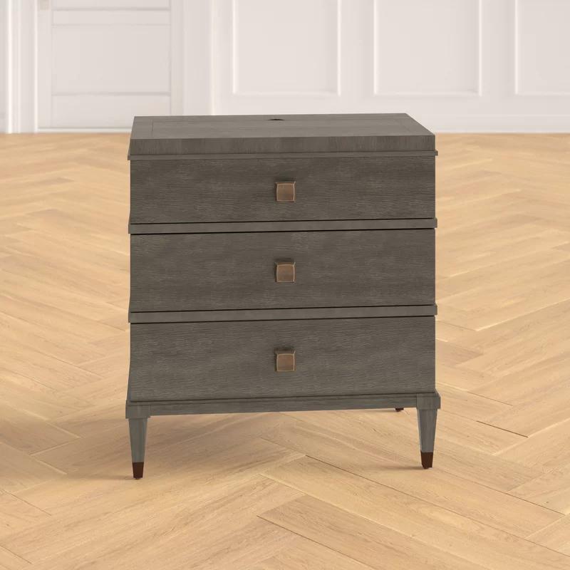 Transitional 3-Drawer Brown Nightstand with Sleek Design