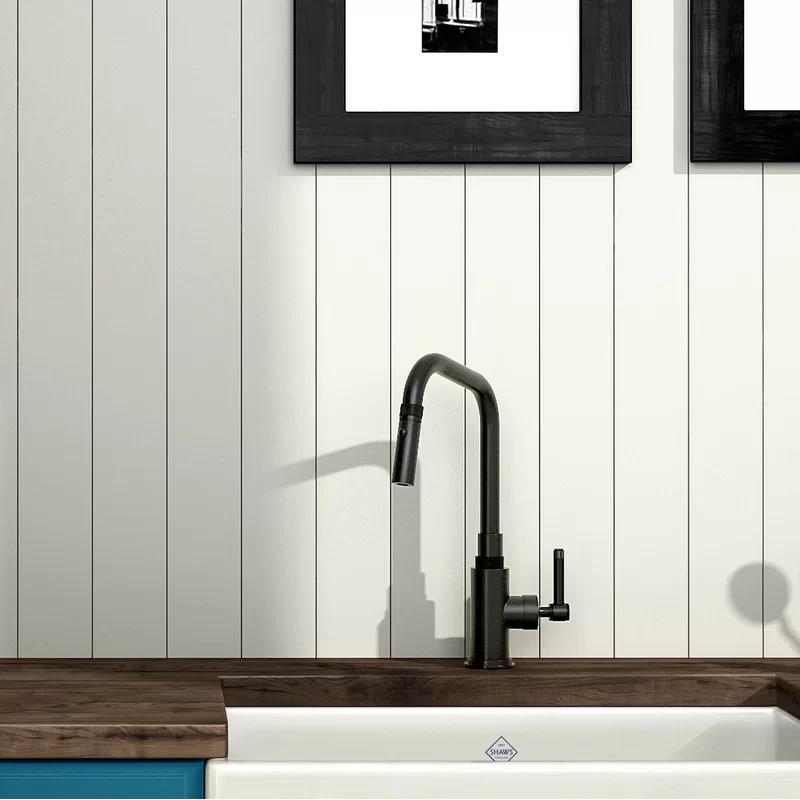 Elegant Nickel 16'' Classic Kitchen Faucet with Pull-out Spray