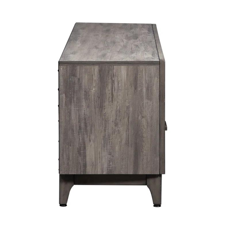 Mercury Gray 76'' Contemporary Media Console with Cabinet