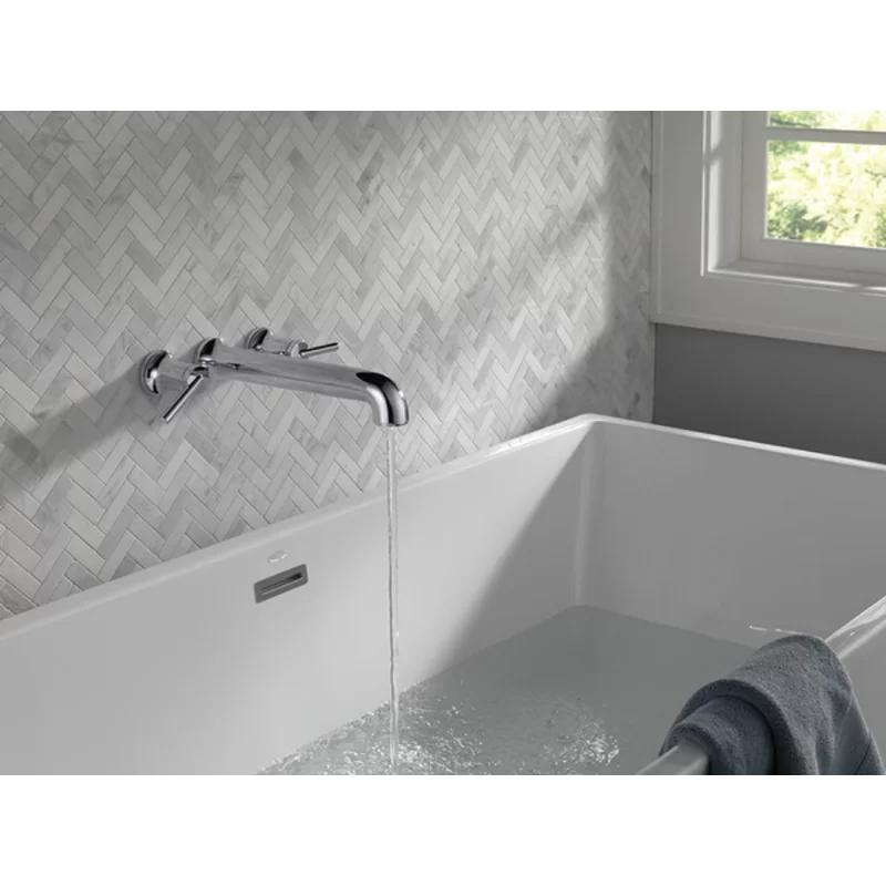 Sleek Modern Chrome Wall-Mounted Roman Tub Faucet with Dual Handles