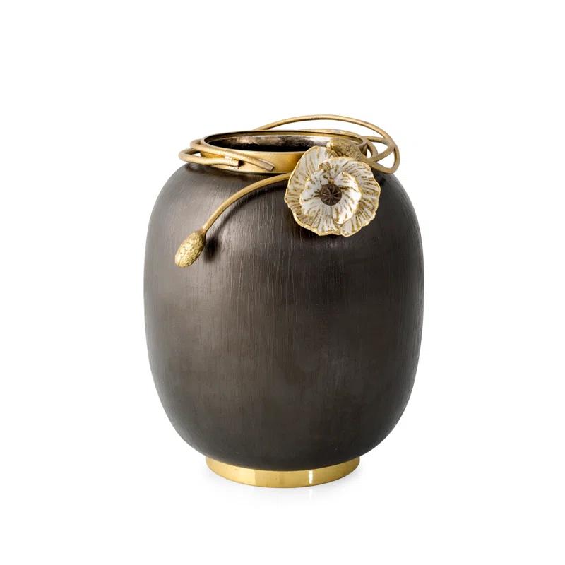 Medium Black and Gold Metal Anemone Vase