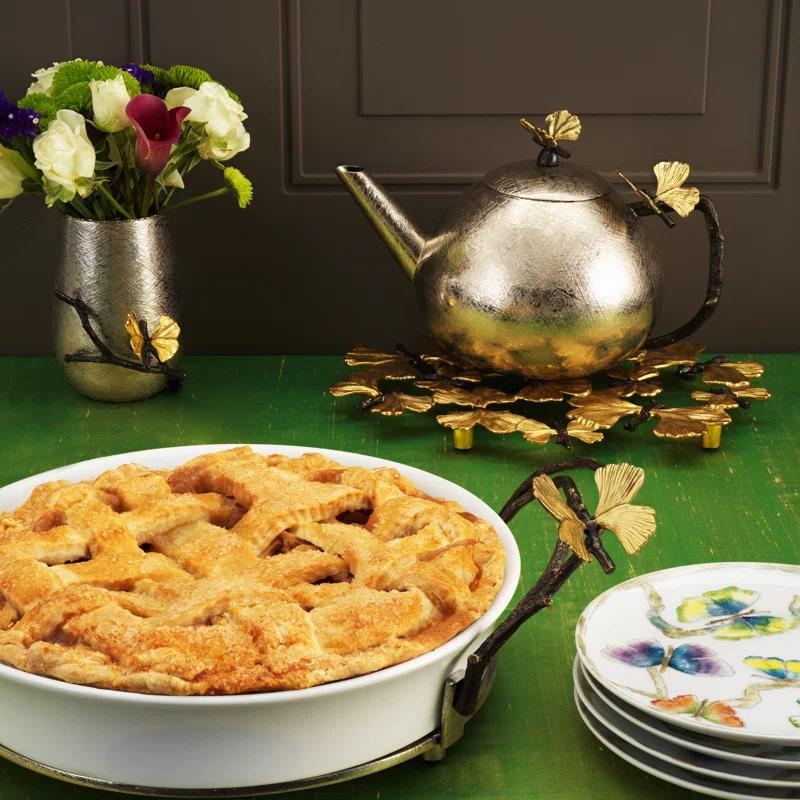 Butterfly Ginkgo 10.5" Porcelain Pie Dish