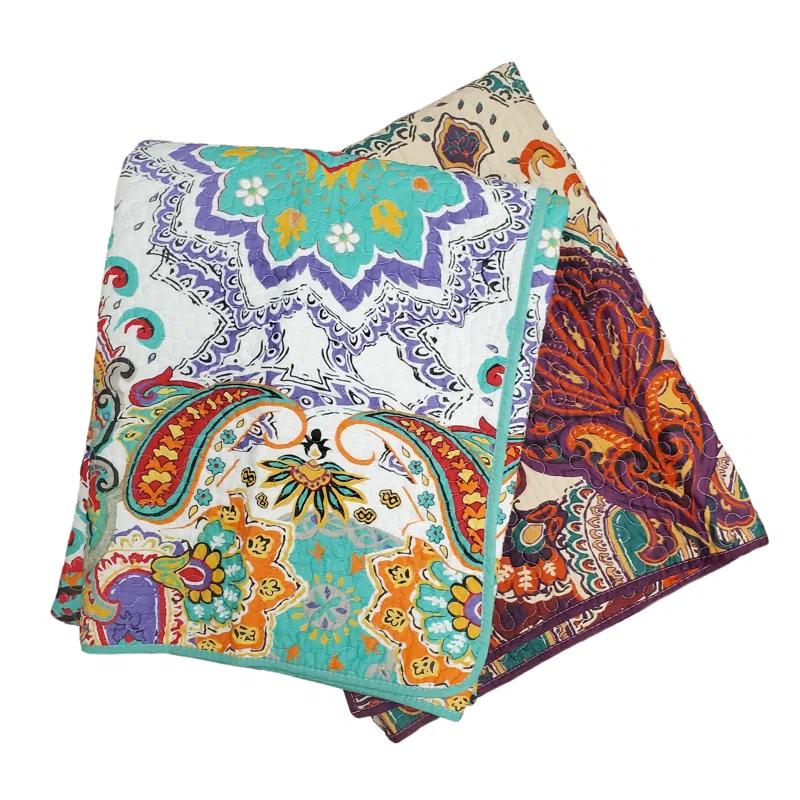 Greenland Home Fashions Nirvana Paisley 100% Cotton Quilted Throw