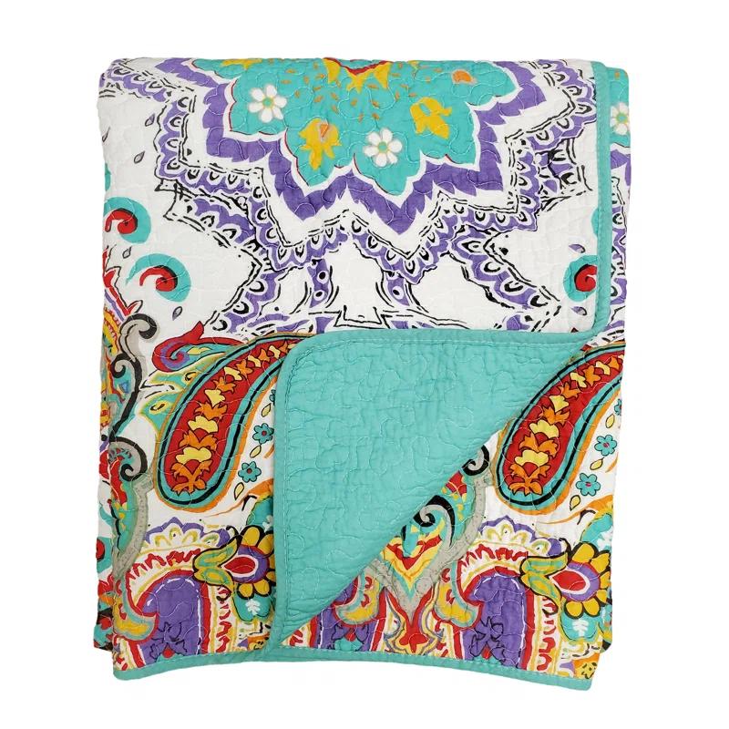 Greenland Home Fashions Nirvana Paisley 100% Cotton Quilted Throw