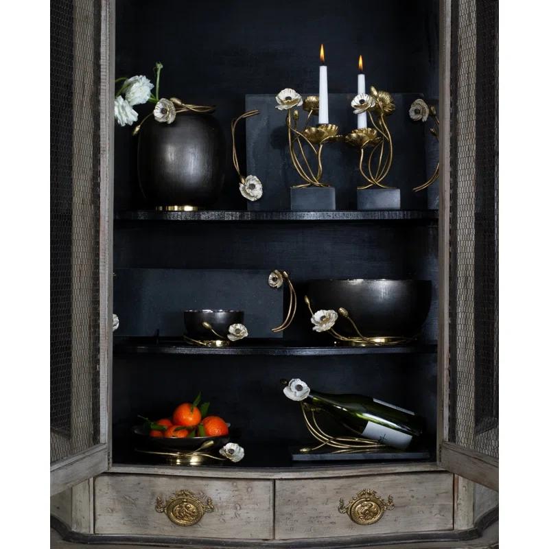 Medium Black and Gold Metal Anemone Vase