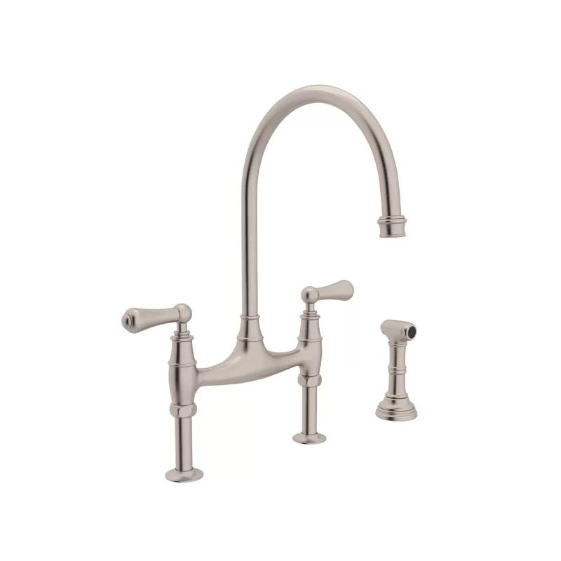 Classic English Polished Nickel Deck Mounted Kitchen Faucet with Side Spray