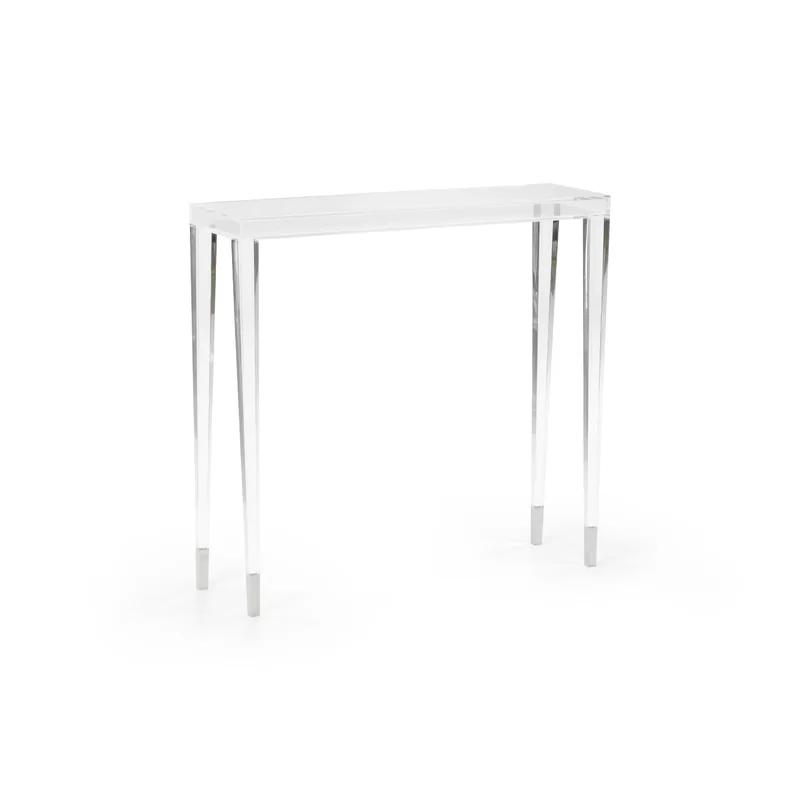 Elegant Berkshire Clear Acrylic Console Table with Polished Nickel Feet