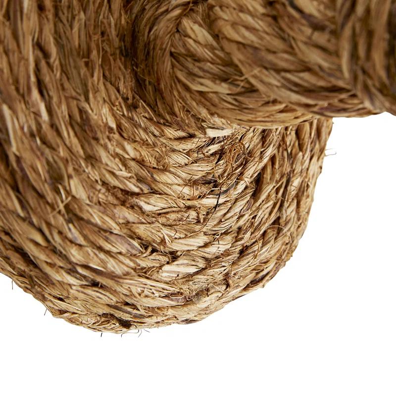 Douglas 19" Coastal Brass & Jute Wall Sconce with Off-White Linen Shade