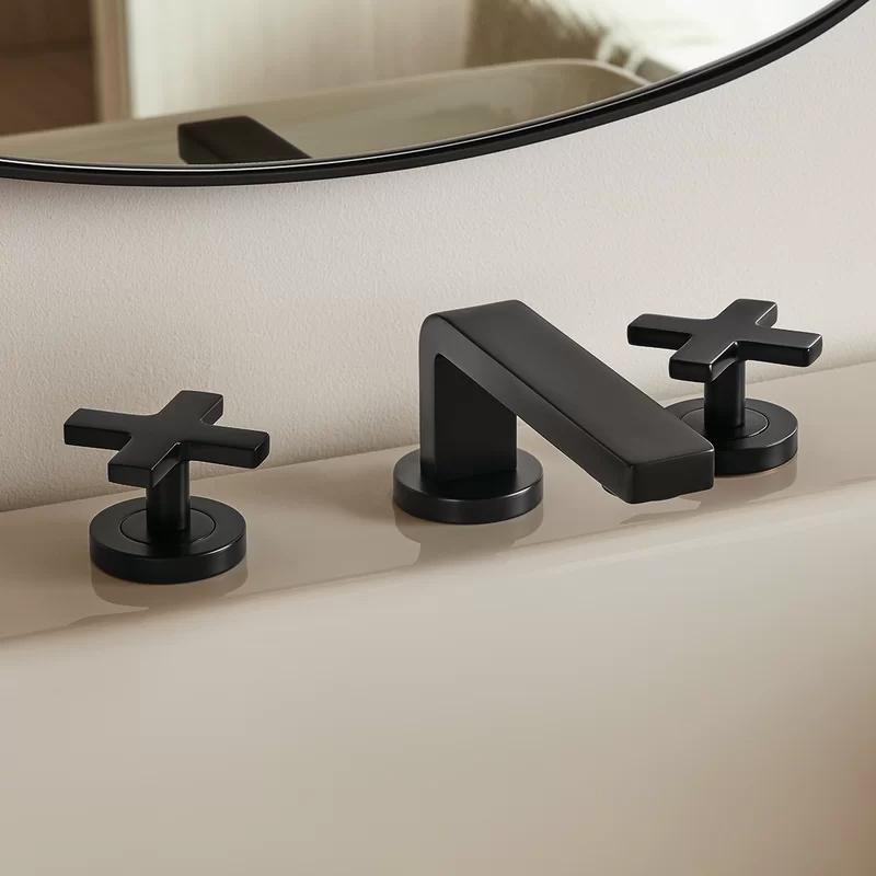 Matte Black Brass and Zinc Widespread Bathroom Faucet