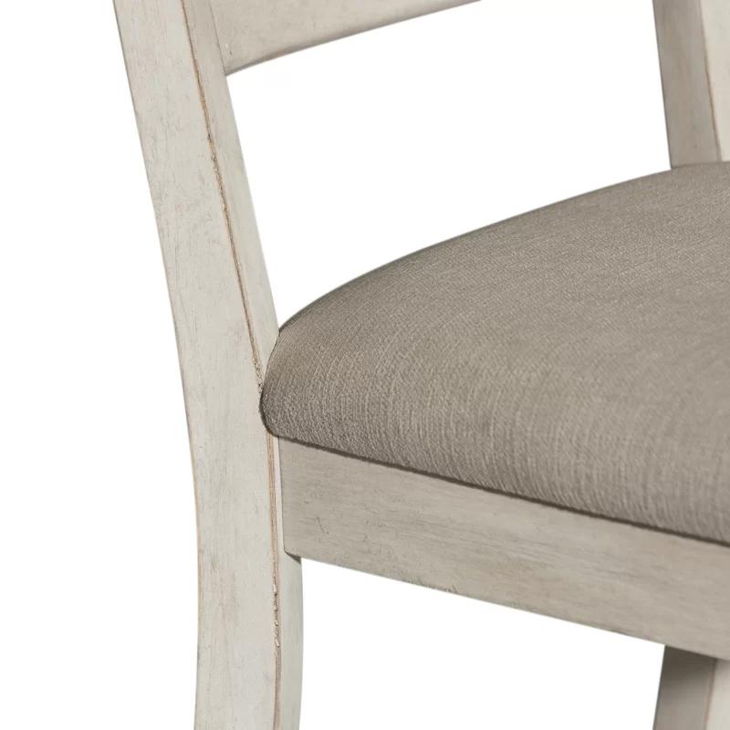 Heartland White Linen Upholstered Ladderback Side Chair