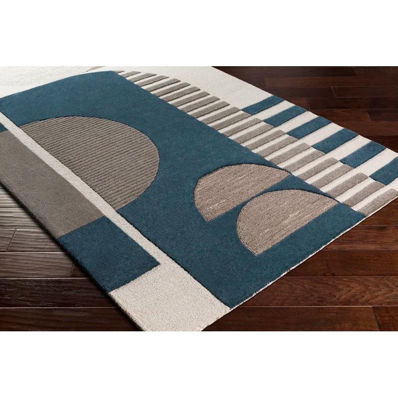 Modern Abstract Tufted Wool Blue & Taupe 8' x 10' Area Rug