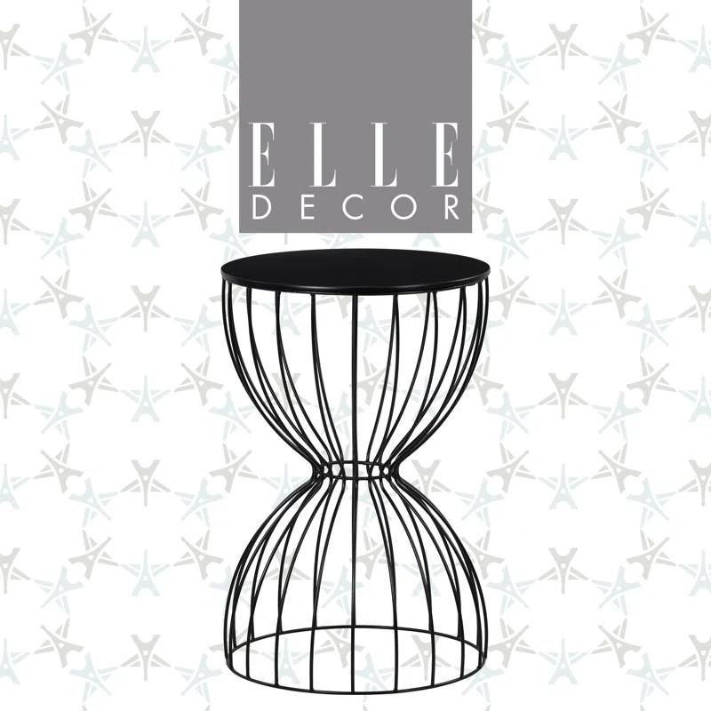 Elle Decor Elle Decor Cami Modern Hourglass Metal End Table, Decorative Round Accent Coffee Table or Nightstand