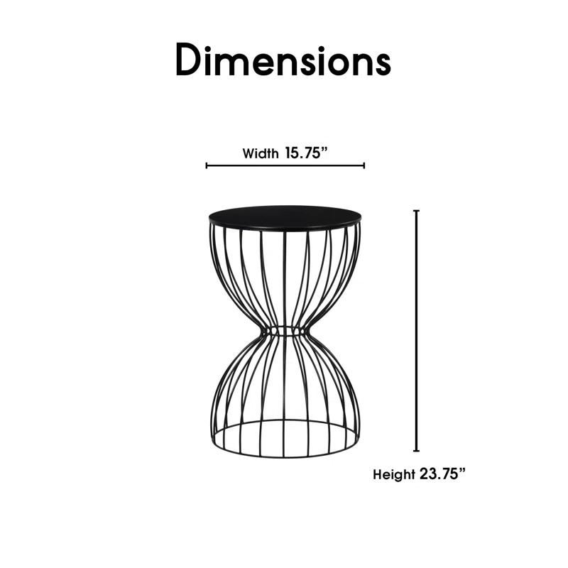 Elle Decor Elle Decor Cami Modern Hourglass Metal End Table, Decorative Round Accent Coffee Table or Nightstand