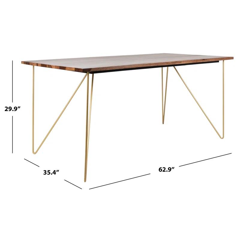 Millwood Pines Abrienda Walnut Solid Wood Top Metal Base Dining Table