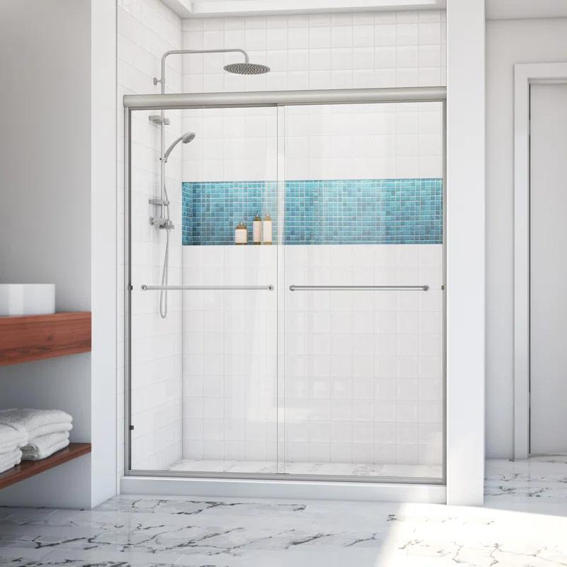 Ese 66" W x 70.38" H Bypass Semi-Frameless Shower Door