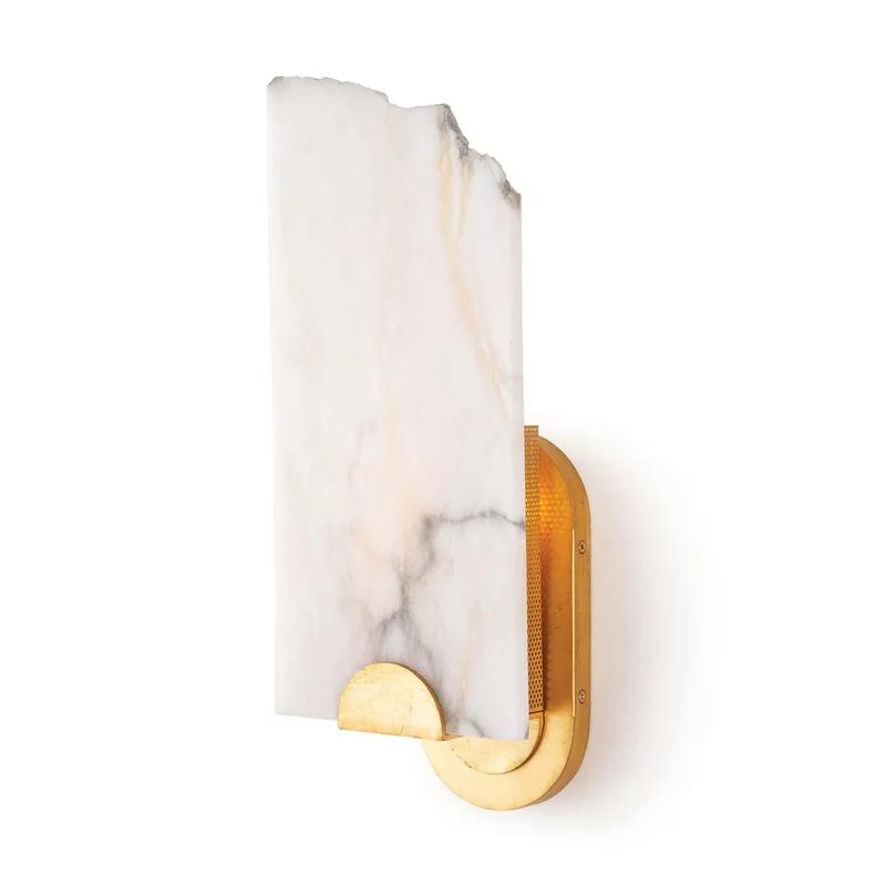 Jonah 17.25" Gold Alabaster 1-Light Rectangular Wall Sconce