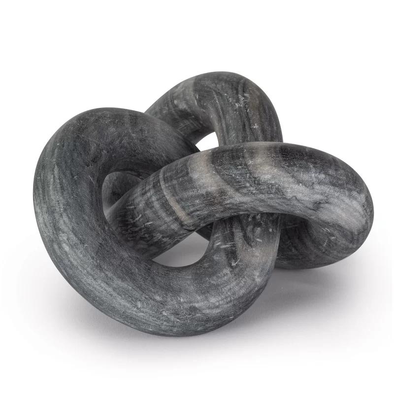 Cassius Black Hand-Carved Stone Abstract Tabletop Sculpture