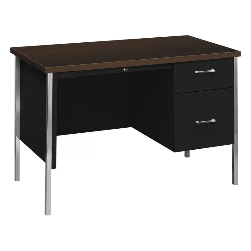 Mocha and Black Compact Office Desk with Chrome Steel Legs