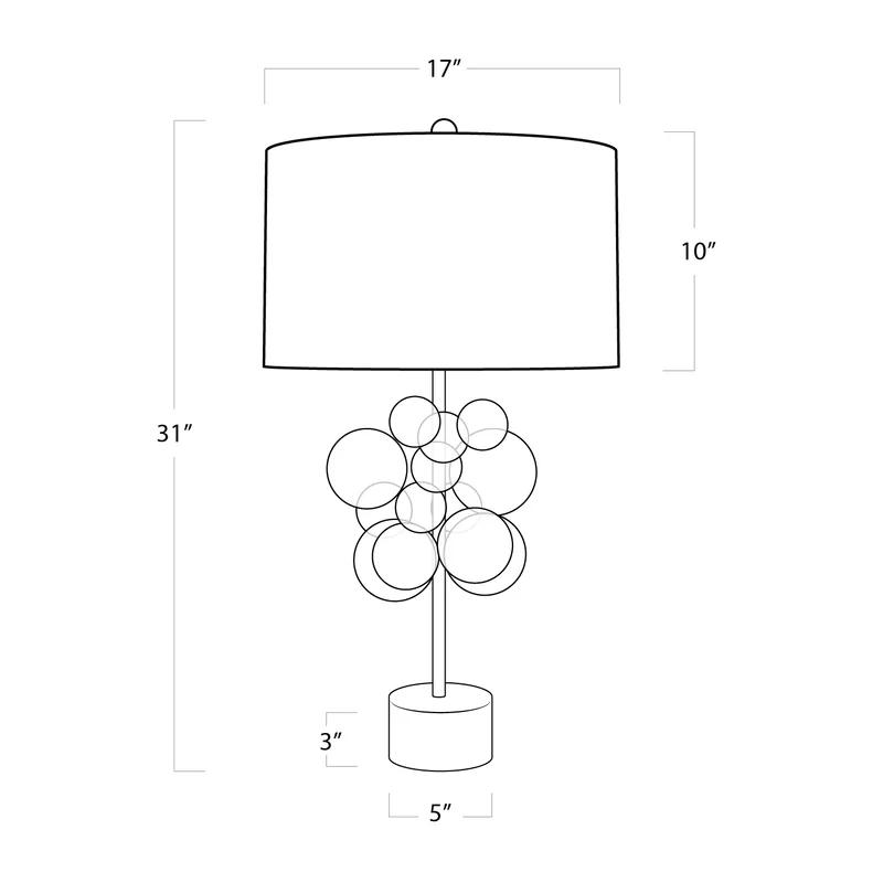 Clear Glass Bubble Table Lamp with Linen Shade