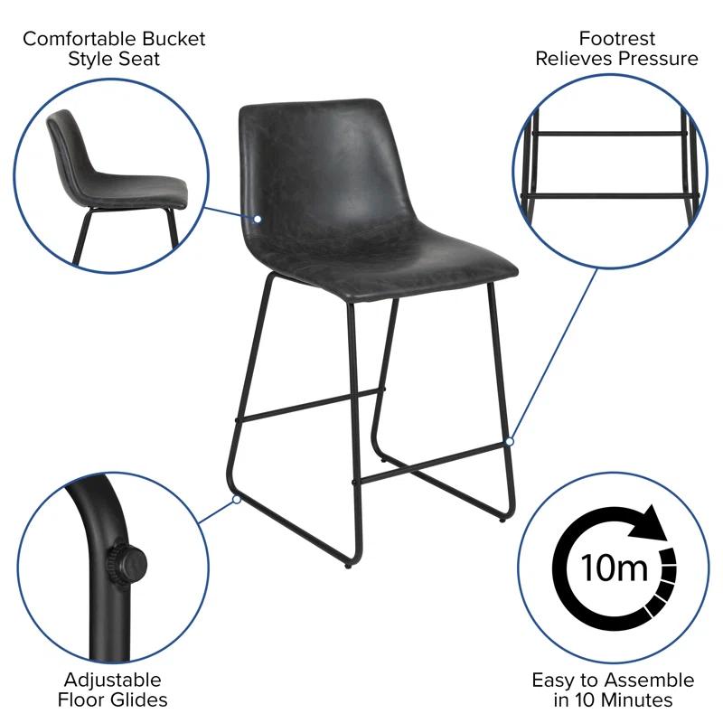 Flash Furniture Ringel Upholstered Counter Stool with Metal Frame