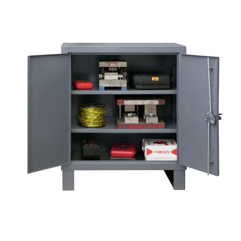 Durham 42'' Heavy-Duty Gray Steel Lockable Storage Cabinet with Adjustable Shelving