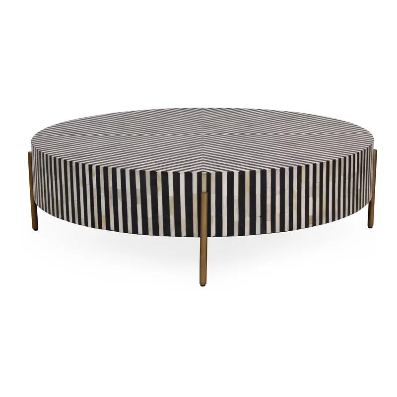 Modern 48" Black and White Metal Round Coffee Table