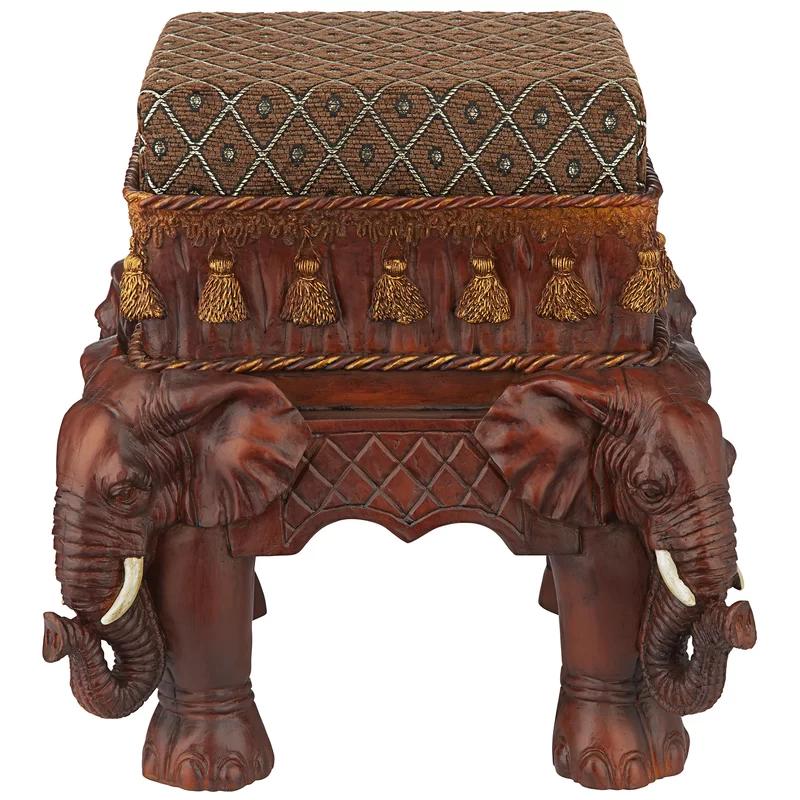 Regal Maharajah Elephant Parade Upholstered Footstool
