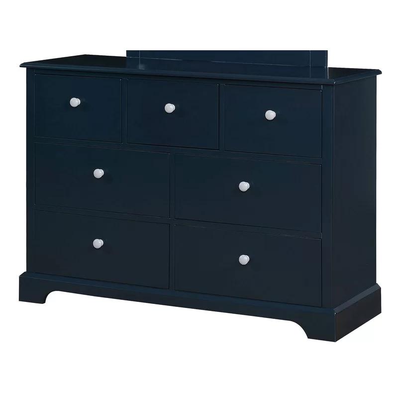 Transitional Gray 7-Drawer Wooden Dresser with Knob Pulls