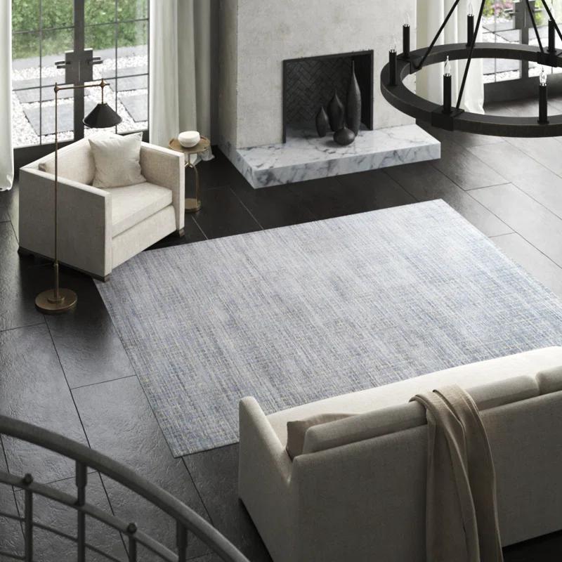Slate Hand Knotted Viscose Solid Color Rug
