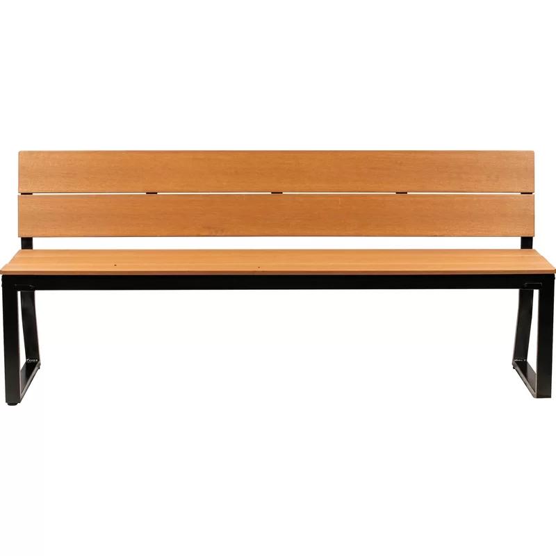 Lorell Teak Faux Wood Outdoor Bench with UV Protection