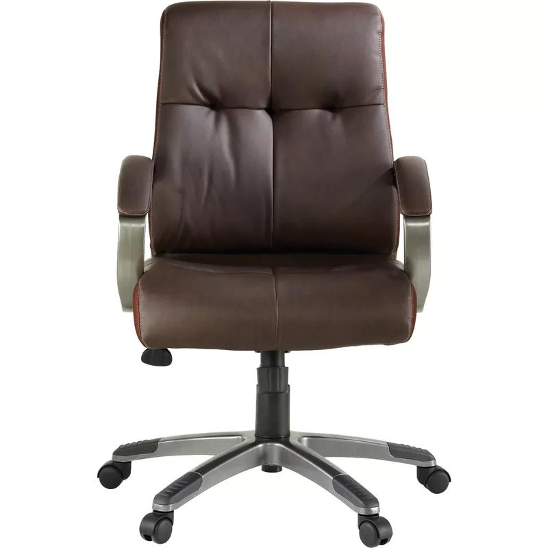 Elegant Brown Bonded Leather Swivel Executive Chair