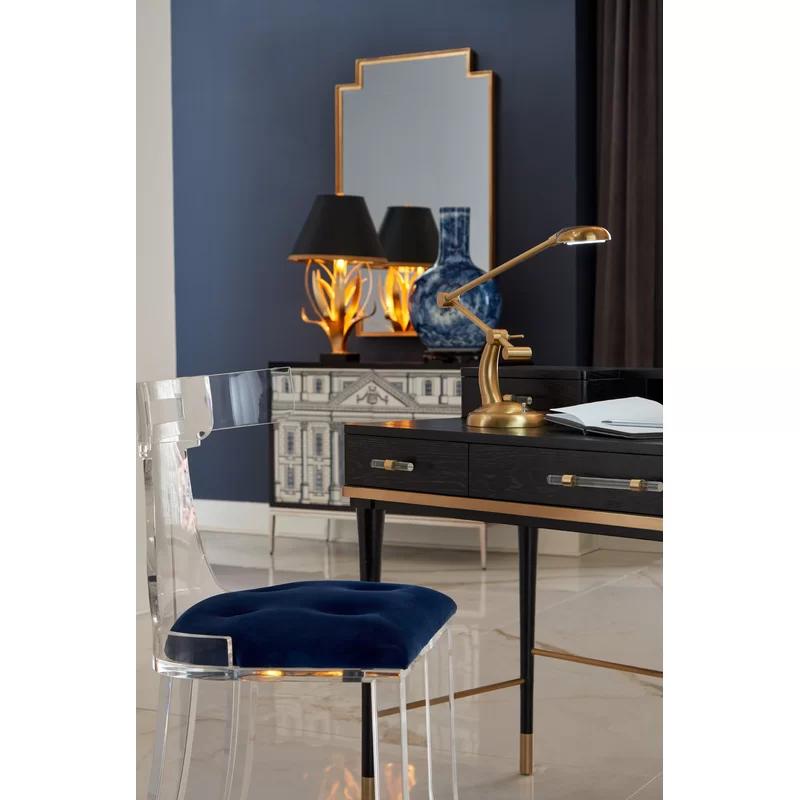 Elsa Modern Blue Velvet Upholstered 34" Side Chair