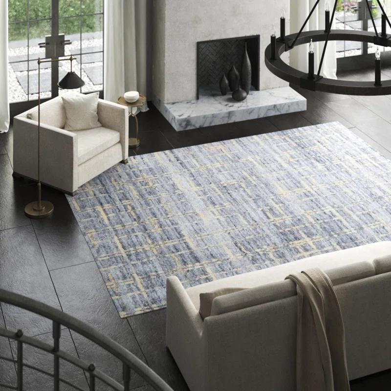 Slate Hand Knotted Viscose Solid Color Rug