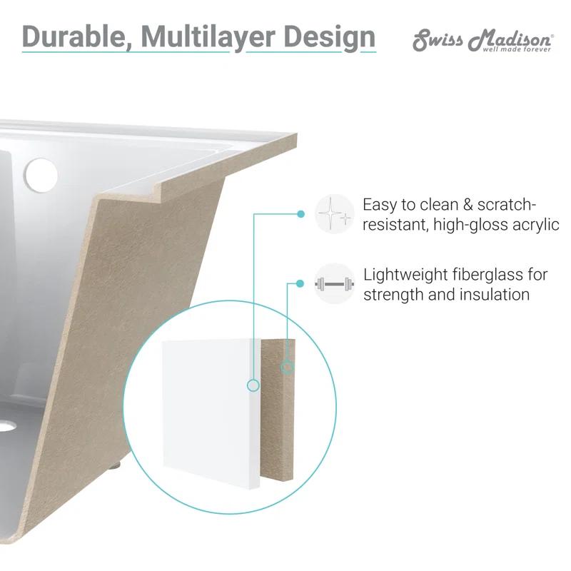 Swiss Madison SM-DB565 Voltaire 66" x 32" Alcove Bathtub