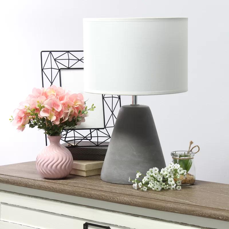 Sophisticated Modern White Fabric Shade Concrete Table Lamp