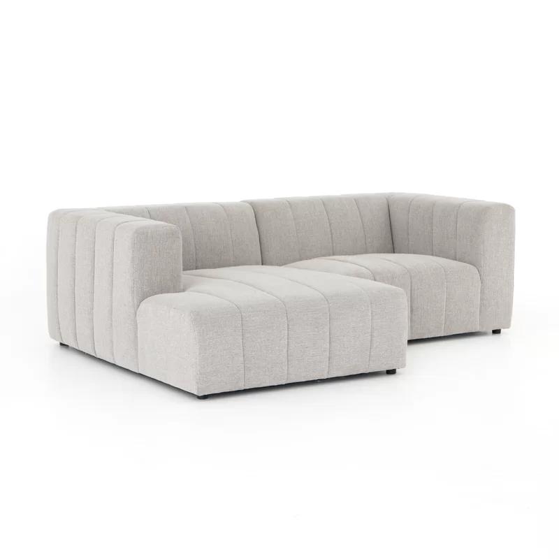 Langham Tufted Napa Sandstone Fabric Sectional with Ottoman