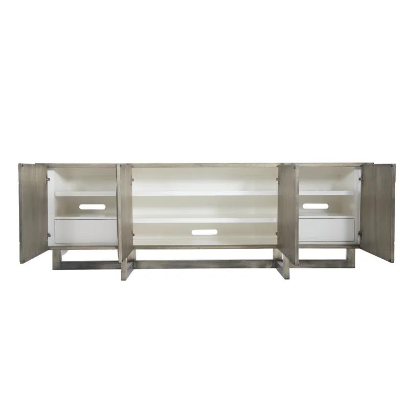 Mackintosh Transitional 94.5'' Beige and Silver Media Console with Cabinet