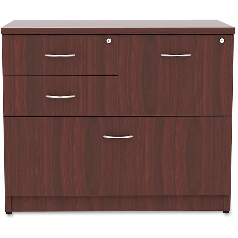 Mahogany 4-Drawer Lockable Lateral File Cabinet