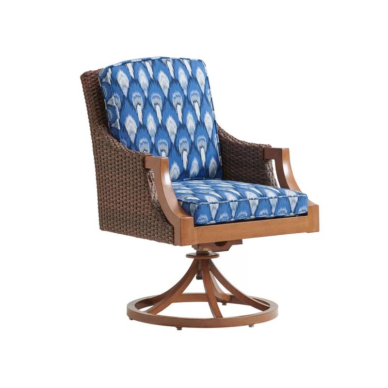 Walnut and Aluminum Swivel Rocker Dining Chair