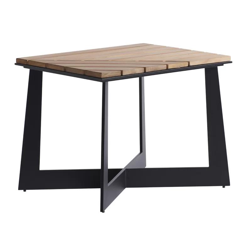 Contemporary South Beach Black & Brown Square Teak End Table