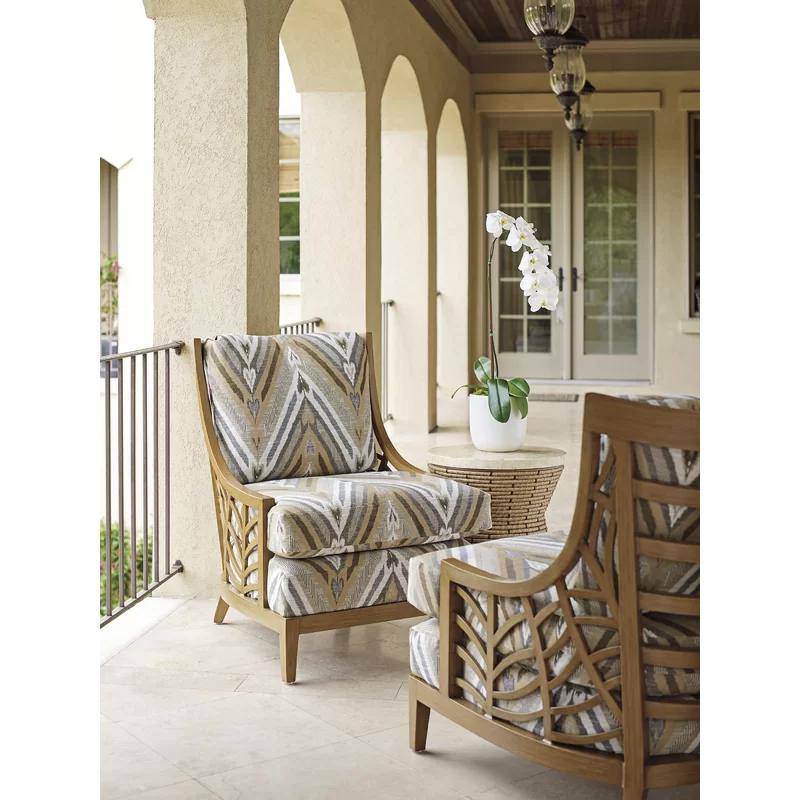 Southwest Elegance Cushioned Dining Chair with Fretwork Arms