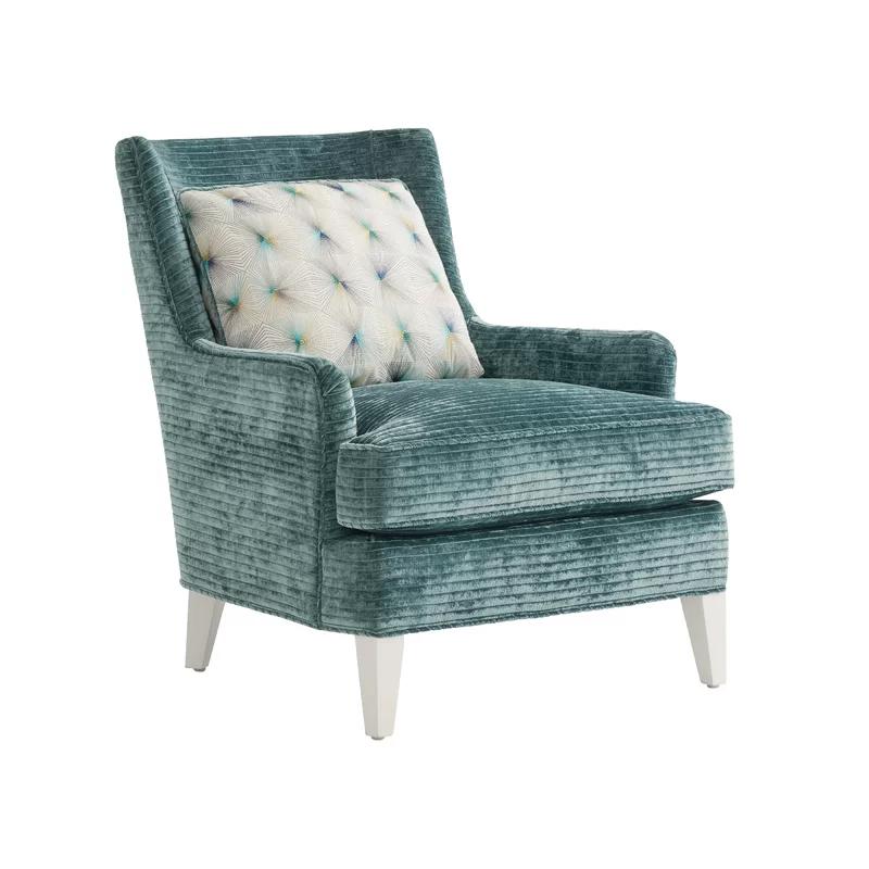 Sanibel Blue Recessed Armchair with Cotton Blend Upholstery