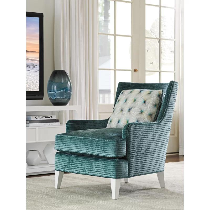 Sanibel Blue Recessed Armchair with Cotton Blend Upholstery