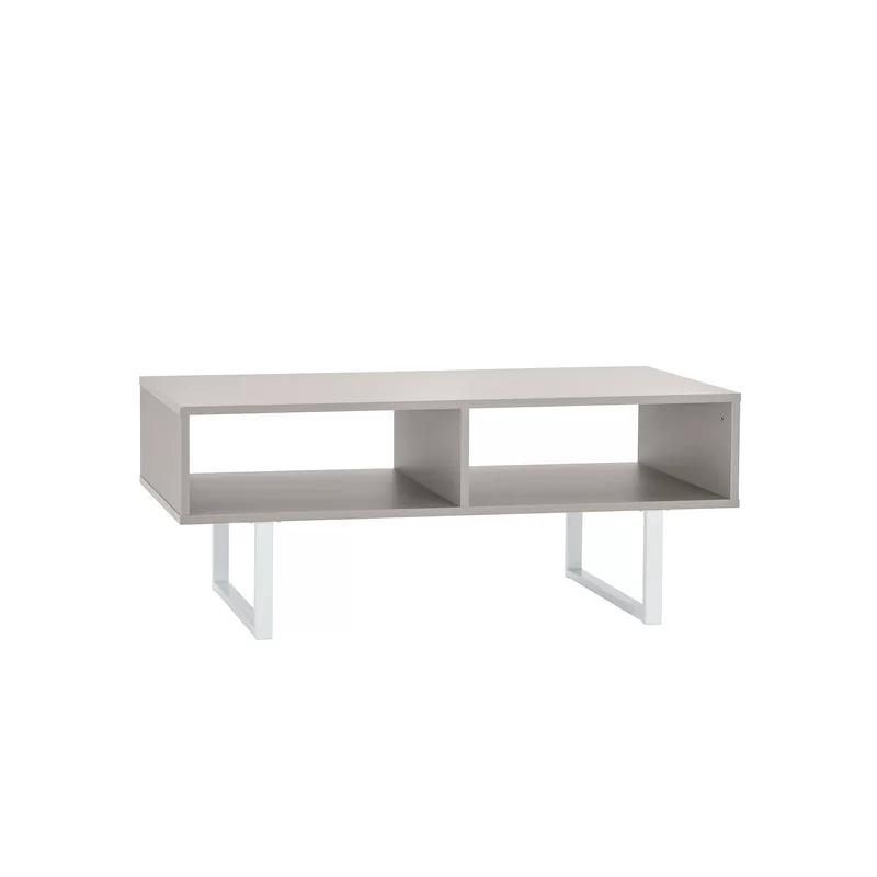 Modern Taupe Wood & Metal Coffee Table with Storage