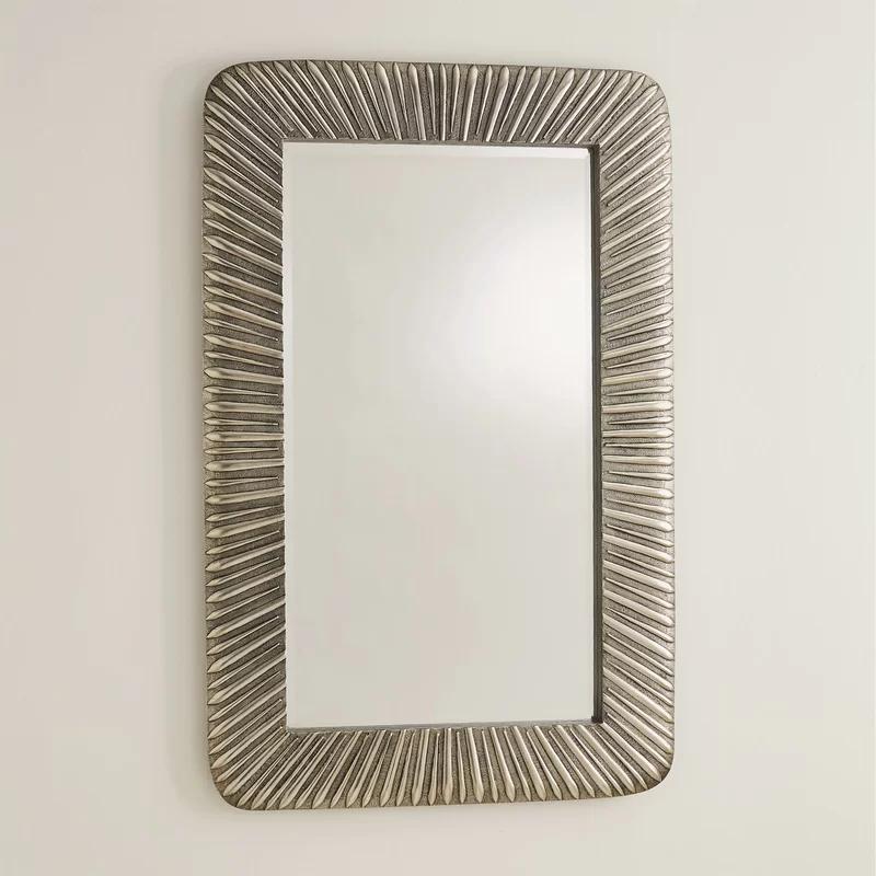 Valencia Antique Nickel 44'' Rectangular Wood & Silver Mirror